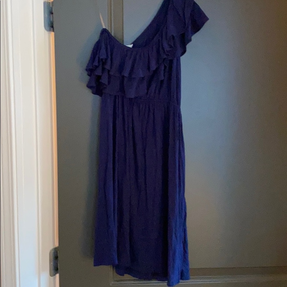 Navy one shoulder sundress